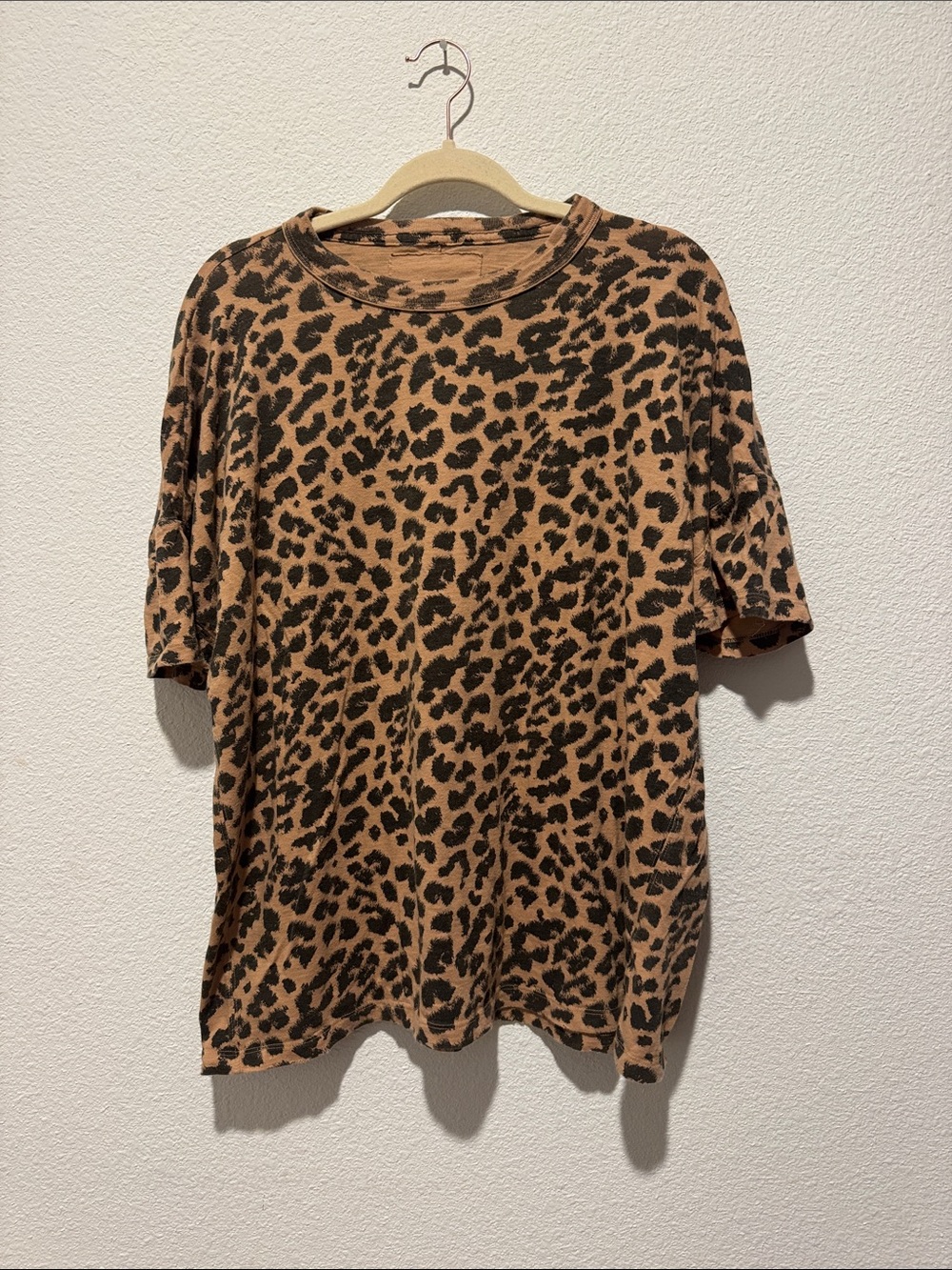 Aerie Leopard Print Short Sleeve Tee - Brown & Black size medium